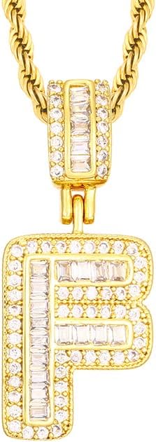 Bula Thi Classic Bopper Baguette Letter Pendant ѓердан за мажи жени lnitial буква накит златен шарм - кобалт виолетова - 30инх