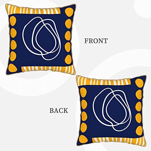 Myshe пакет од 2 кадифени уникатни морнарички сини геометриски графички апстрактни жолти декоративни квадратни перници Постави софа спална