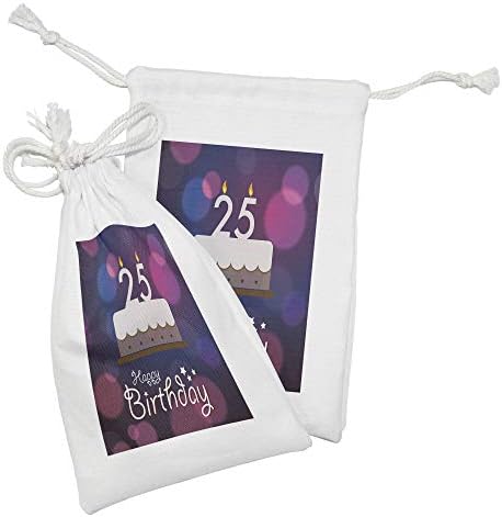 Амбесон 25-Ти Роденден Ткаенина Торбичка Во собата на 2, Се Фокусира Позадина Со Графички Торта И Свеќи Уметност Печати, Мали
