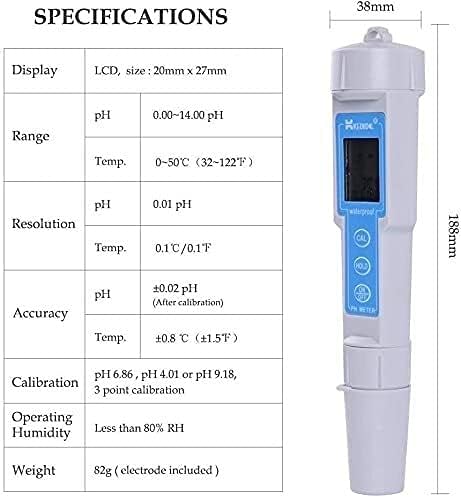 YUESFZ прецизен тестер за водата pH тестер со висока прецизност Пен-тип pH мерач за квалитет на вода Анализатор Лабораториски алатки со АТЦ