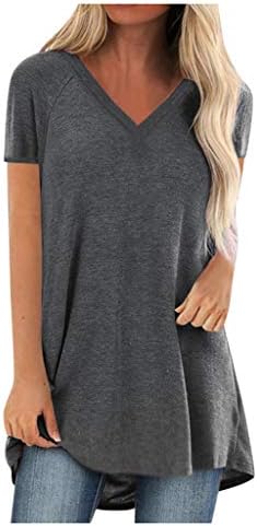 Плус големина летна маица за жени против вратот Раглан ракав врвни маички цврсти бои лабави вклопувани врвови за туники за хеланки