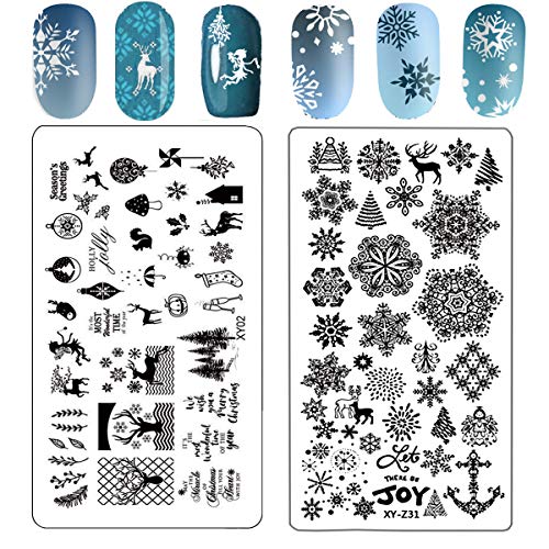 Плочи за печат на уметност на Kyerivs Nail Поставете 8 парчиња, 6 парчиња Комплет за печат на ноктите за нокти за новости, со 1 парчиња