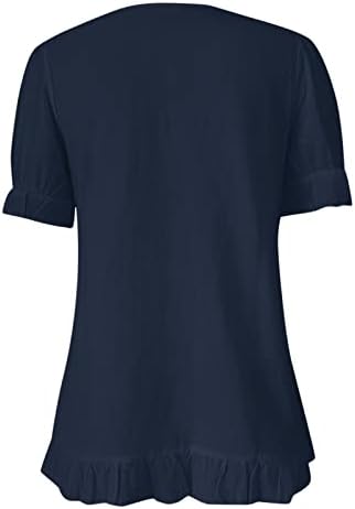 Womenените маица летни летни женски кратки ракави со кратки ракави против вратот, цветни печатени врвни маици, обични кошули