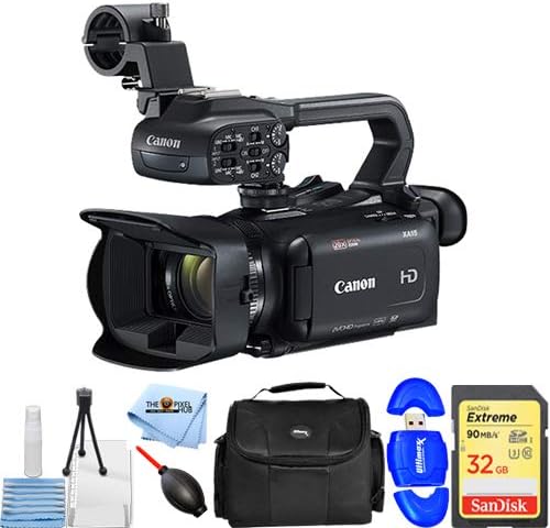 Canon XA11 Компактен целосен HD камера со HDMI и композитен излез Есенцијален пакет со екстремен 32 GB SD, читач на мемориски картички,