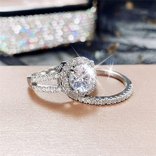 2023 Нова сребрена геометрија rhinestone Четири ножеви прстен за ангажман на прстен целосен дијамант цирконија прстен на солитер 6 10 накит за