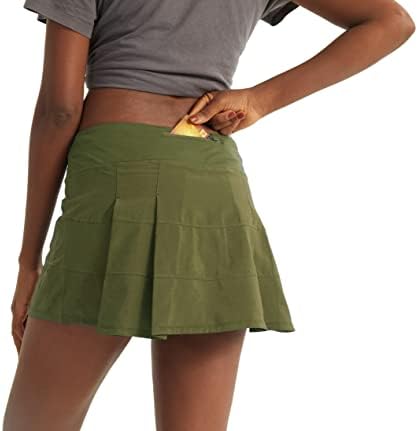 Sег женски плетени тениски здолништа со вградени шорцеви и 3 џебови тренингот што работи голф спортски случајни скици