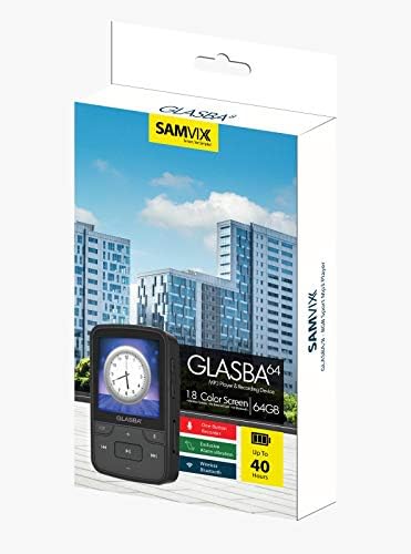 Samvix Glasba 64 GB MP3 плеер со Bluetooth 64 GB, со клип за носење за спорт, музички плеер Кошер без FM, без радио, без слот за SD, без