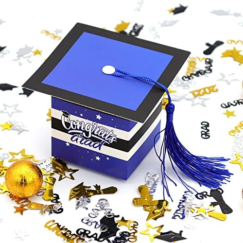 СДКИ 30 парчиња Кутии За Дипломирање Кутии За Бонбони Сино Бели Честитки Кутии За Подароци За Дипломирање За Дипломирање Фаворизира