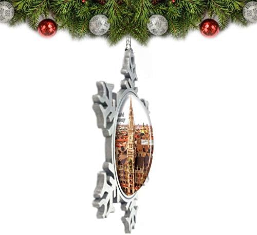 Умсуфа Германија Мариенплац Нов градски собрание Минхен Божиќен украс Декорација на дрво Кристал метален сувенир подарок