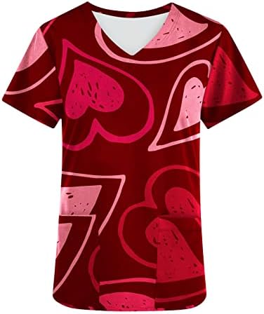 Краток ракав Топ маица за дама есен летна удобност боја 2023 облека v вратот графички мета со џебови компјутер компјутер