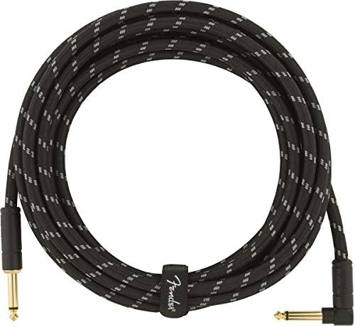 Fender Deluxe серија кабел за инструменти, директно/агол, црн твид, 15ft