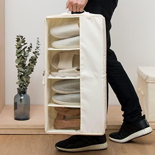 Поделена мултифункционална кутија за чевли за ткаенини, кутија за складирање на домови со видливост и дизајн на странична рачка, 23,6x