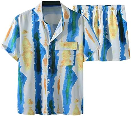 Шорцеви се свртуваат костуми на плажа обична мода маж врвови на ракав, отпечатено кратко јака надолу во хавајски мажи костуми и костуми за