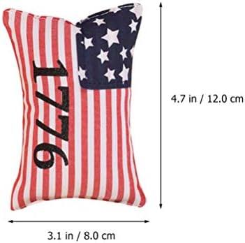 Pretyzoom 3 парчиња минијатурна перница за кукли Американско знаме САД 1776 стари славни перничиња мини мебел модел Додаток за играчки