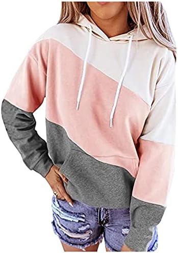 Женска модна дуксерка дуксерија за шилеста во боја, во боја, печатено џемпер, случајна лабава атлетска пулавер блуза