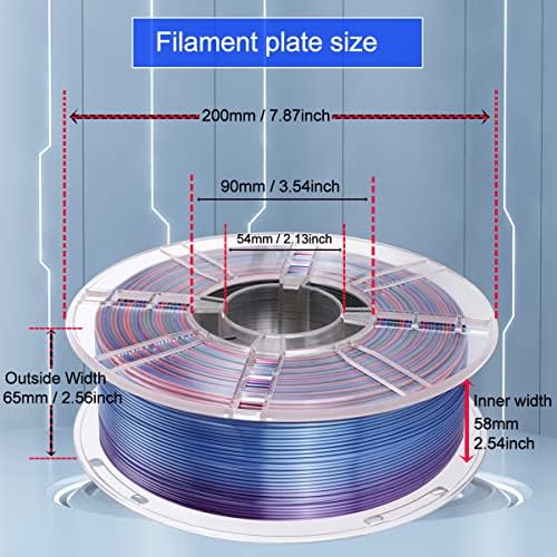 Филамент за печатач со 3Д свилен печатач, свилен сјај Лурхолфер Филамент 1,75мм, димензионална точност +/- 0,02 мм, 1 кг лажица ,,,