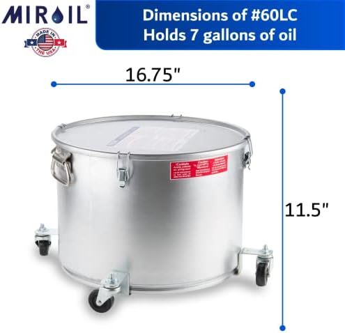 Miroil 60LC маснотии за маснотии и тенџере за филтрирање на масло, со рициномска основа за лесна преносливост, капак за заклучување на