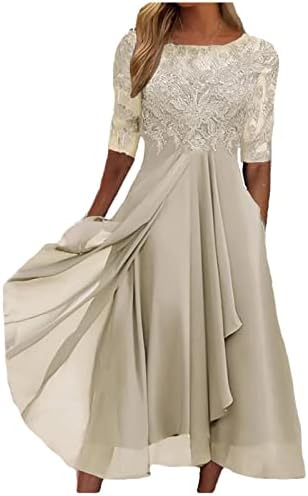 Мајка на фустанот за невестата за свадба 1/2 ракави чипка аплицира високо ниско лажичка шифон за вратот формален вечерен фустан