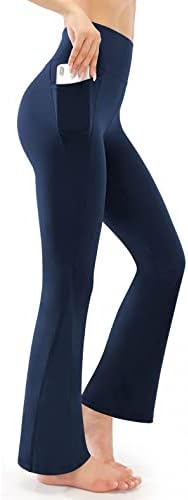 Bootcut јога панталони за жени со високи половини за подигање на лежерна работа, џемпери за џемпери од 4 пат, истегнете го стомакот за