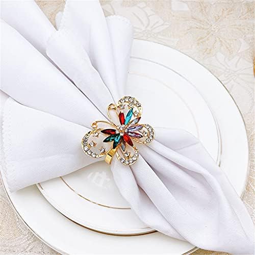 PQKDY 10 парчиња хотел пролетна боја пеперутка салфетка салфетка легура легура дијамантска прстен за украс дома
