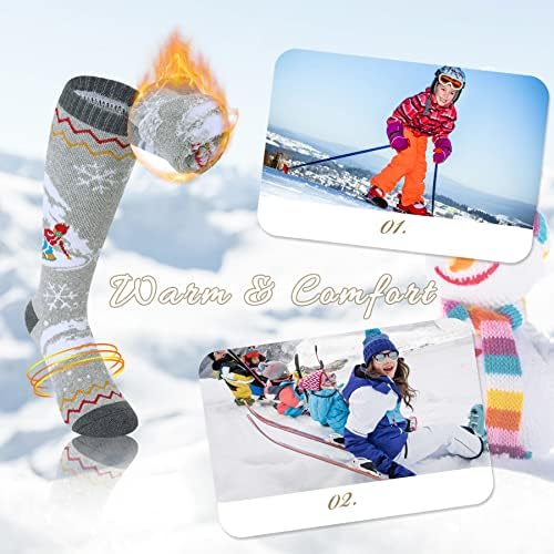Зандо деца атлетски скијачки чорапи унисекс момчиња девојчиња зимски топли чорапи за мали деца слатки чизми за чизми на отворено сноуборд чорапи