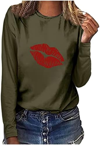 Усни печати врвови со долги ракави за жени, кошули со туники на вратот, обични облечени блузи модни влезови врвни облеки