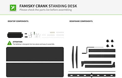 Работна биро за прилагодување на висината на висината на Craincy Crank, прирачник за 48 x 24 инчи, стојте работна станица за домашна канцеларија