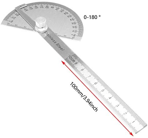 Dgzzi не'рѓосувачки челик 0-180 степени Пронаоѓач на агол на проторатор на ротационата рака за мерење на владетел 100мм 100мм