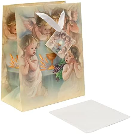 Прва Света Причест Торба За Подароци | Вклучува Ткивна Хартија И Ознака | Прекрасен Религиозен Дизајн | Дизајниран Во Италија | Карактеристики