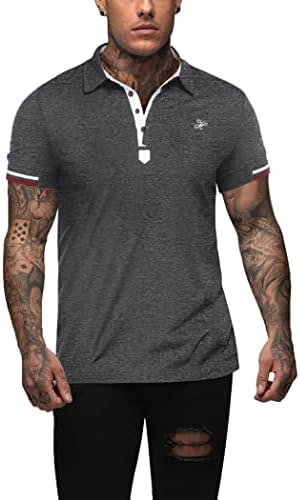 Coofandy Men's Polo кошули со кратки ракави Поло голф кошула обична тенок вклопна основна памучна маица