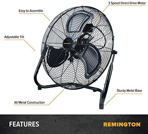 Ремингтон 20 Инчен Тежок Вентилатор На Подот - Директен Погон, Целосно Метална Конструкција, 3 Поставки За Брзина, Вртење На