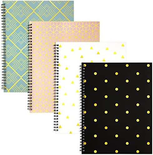 Фајнн 4 пакет колеџ управуваше со спирална тетратка различна дизајн спирални тетратки 11 x 8-1/2 Симпатични лаптопи за светли бои за мажи жени