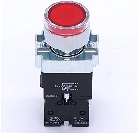 Zlast 22mm 1 NC Црвен LED Push Switch 440V 10A Pushbutton прекинувачи со LED светлосен напон 110V