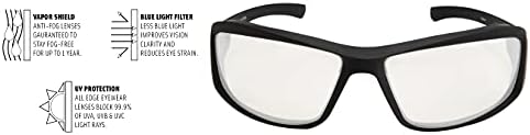 Edge XB146 Brazeau Braze-Околу безбедносни очила, анти-шкара, не-лизгање, UV 400, воена оценка, ANSI/ISEA & MCEPS во согласност, 5,04 ширина, бела