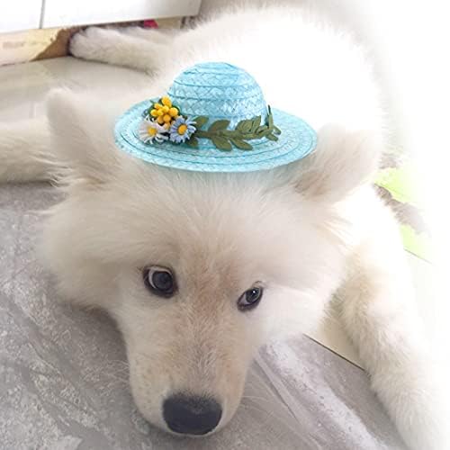 Миленичиња мачка куче слама капаче миленичиња роденденска капа, смешно капаче цвеќе капаче за миленичиња сонцето капа за фото реквизити,