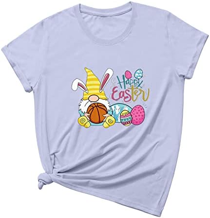 Chilsенски Велигденски ден екипаж за графички печати маички, случајни кратки ракави плус големина слатки врвови лето лабава блуза