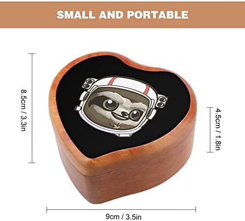 Мрзнување на астронаут часовници музички кутија гроздобер дрвена форма во форма на срцев кутија играчки подароци украси
