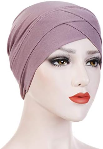 Обични турбани за жени Муслимански цврста боја хиџаб капачиња се протегаат хиџаб за жени завиткани од главата на главата на