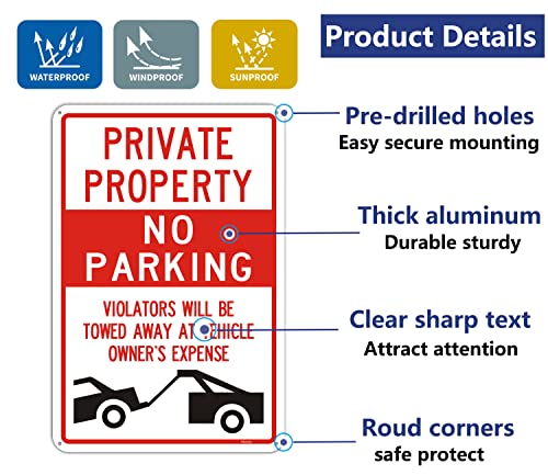 Приватна сопственост Нема прекршители на паркирање нема да се влечат знаци на знаци без знаци за паркирање приватни патеки за патеки 12 x