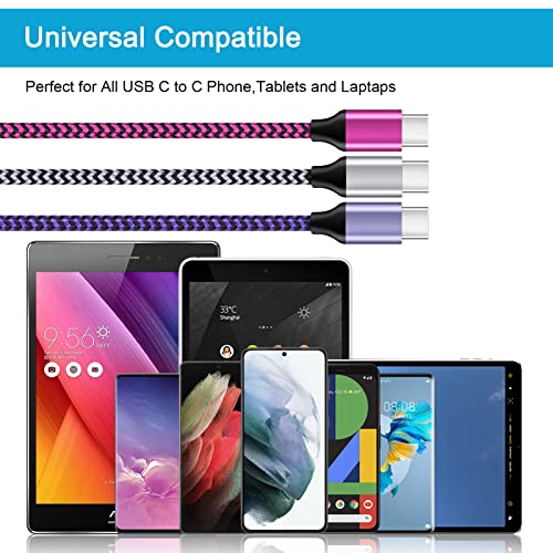 [6ft, 60W] USB тип C до USB C Брза кабел за полнење PD Android Телефонски кабел за Samsung Galaxy A13 5G, S21 Fe 5G, S22, S20