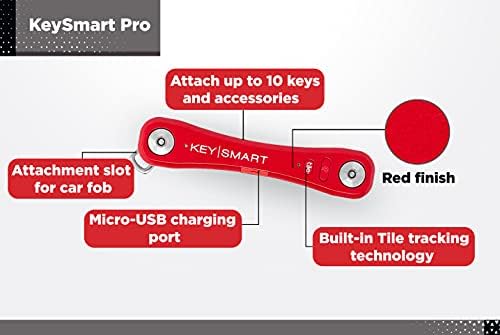KeySmart Про-Компактен Држач За Паметни Клучеви w LED Фенерче &засилувач; Плочка Bluetooth, Edc Клуч Организатор, Прикачи Автомобил