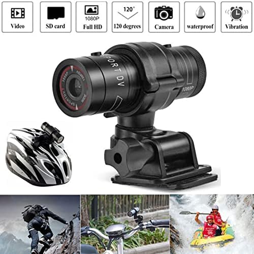 Мотоцикл Шлем Камера, Мини Спортски Акција Видео Камера 1080P HD со 120°Широк Агол Јамка Снимање, Полнење Водоотпорен Видео камера За Велосипед