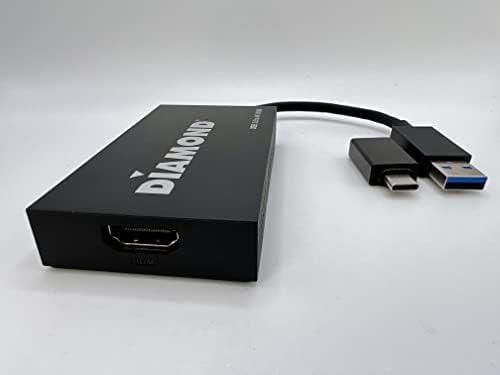 Diamond Multimedia UGA USB 3.0/2.0 до Ultra HD 4K 3840 x 2160 USB тип A 3.0 и тип C 3.1 до HDMI видео -графички адаптер, црна