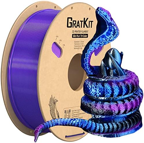 Gratkit Silk Tri -Color Pla Filament ， FILAMENT PLA COEXTRUSION PLA 1,75мм, -0.03mm, 1kg/ролна, свила Пла злато и бакар и сребро