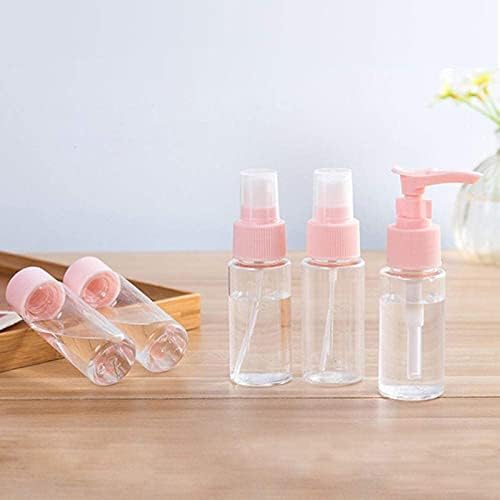 11 парчиња шишиња за патувања Поставете го со големина на патни шишиња комплет розови транспарентни одделни шишиња поставени ремени