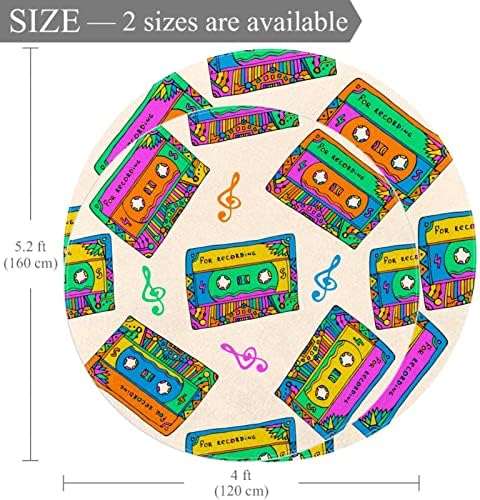 Llnsupply Детска килим 5 ft Големи килими за кружни области за девојчиња момчиња бебе - индиски вектор, домашен декор преклопен дете