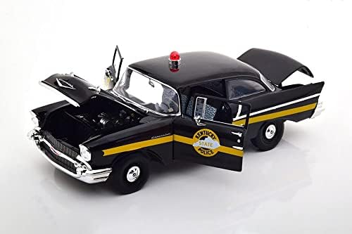 Modeltoycars 1957 Chevy 150 седан - државна полиција во Кентаки, црна - Greenlight HWY18027 - 1/18 Scale Diecast Car