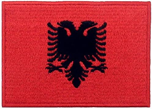 Ембао Албанија ЛЕМА ПЕТВЕДЕН НАЦИОНАЛНА МОРАЛЕ АПЛЕКЦИЈА ИРОН на шиење на албанскиот амблем
