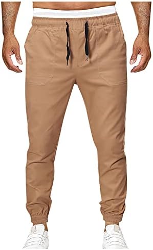 Машки панталони, карго -пантолони за масти со повеќе џебови Спорт цврста боја лабава панталона удобни џемпери