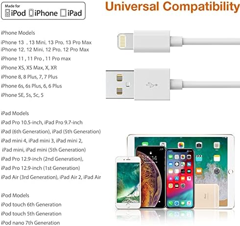 5 PackOriginal [Apple MFi Сертифициран] Iphone Полнач, Молња Кабел Брзо Полнење кабел iPhone Полнење Кабел Компатибилен iPhone